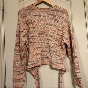 Universal Thread Multicolor Cable Knit Marled Tie Bow Back Sweater